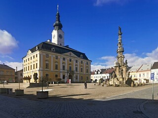 town hall and plague column in Policka