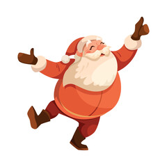 Funny Santa Character with White Beard and Red Hat Feel Joy Vector Illustration