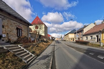 Fototapeta na wymiar street in the town of Policka