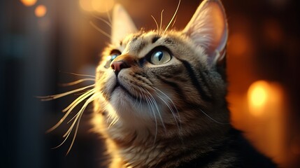 A close up of a cat with a blurry background