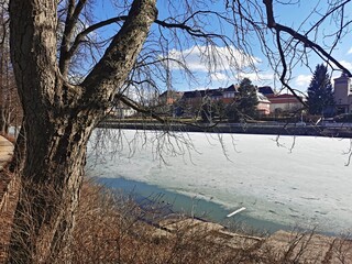 frozen pond in the town of Policka