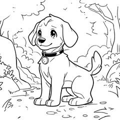 Cute Dog and puppy Coloring page