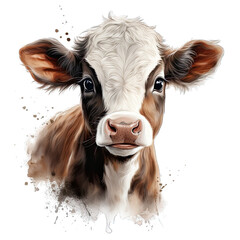 Cute Baby Cow Watercolor Png - obrazy, fototapety, plakaty