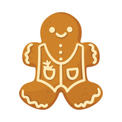 Obraz premium Gingerbread Man Cookie as Winter Homemade Sweet Snack with Sugar Glaze Vector Illustration
