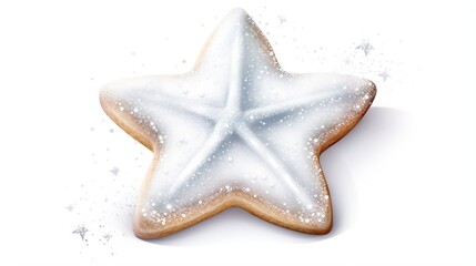  a star cookie with white frosting on a white background.  generative ai