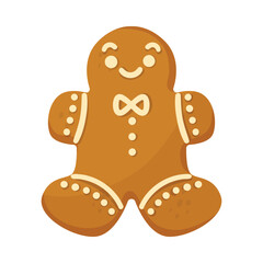 Gingerbread Man Cookie as Winter Homemade Sweet Snack with Sugar Glaze Vector Illustration