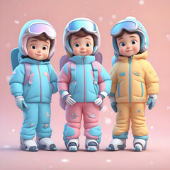 super cute boys in ski suits are ready to hit the slopes and have a blast in the winter wonderland generative ai