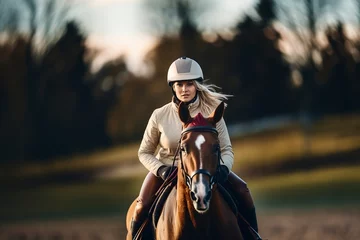 Foto op Canvas sports training with a woman on horseback © Jorge Ferreiro