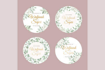green leaves labels illustration design