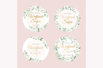 green leaves labels illustration design