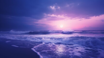 Fototapeta na wymiar The sun is setting over the ocean waves