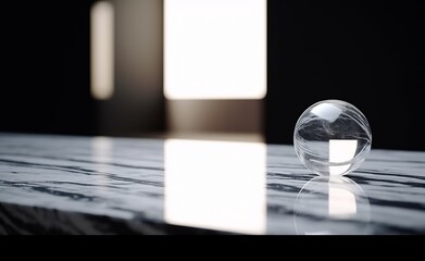 Black Marble Table on Black Wall Background with Generative AI