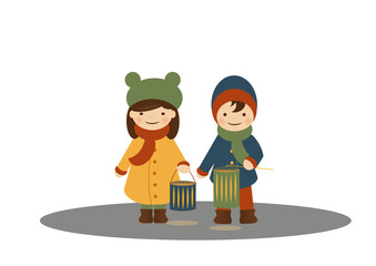 Mädchen Junge und Laternen 