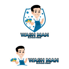 Man Wash vector for wash logo template
