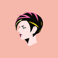 Women with modern haircut style illustration