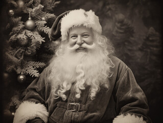 Sepia toned portrait of Santa Claus in the early 1900s