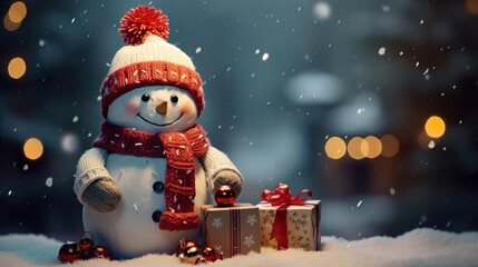 The snowman with a gift