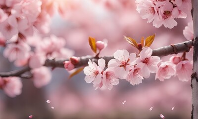 Fototapeta na wymiar Branch of cherry blossom tree