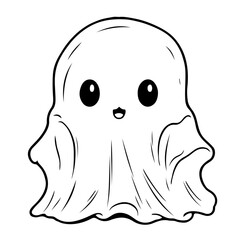 Cute ghost isolated, Vector Halloween concept, Cartoon Ghosts, Spooky vector, White ghost with black eyes, Cute ghost icon isolated, Cute cartoon spooky character