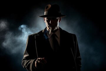 gangster man with a cigarette in the studio