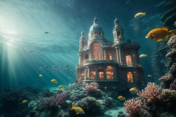Fototapeta na wymiar A dreamy underwater city