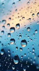 A close up of water droplets on a window