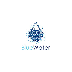 Logo drop water, pixel, innovative, technology, Logo Design, Brand Identity, flat icon, monogram, business, editable, eps, royalty free image, corporate brand, creative 
