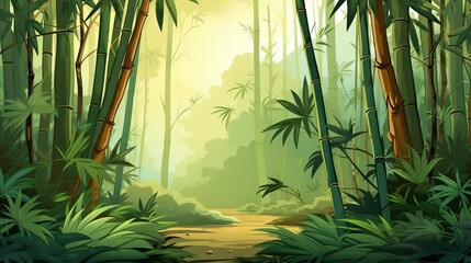  a jungle scene with a path in the middle of the jungle.  generative ai