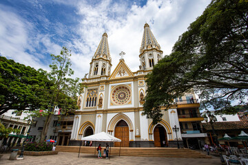 Andes, Antioquia - Colombia - August 09, 2023. Colombian church dedicated to Our Lady of Mercedes...