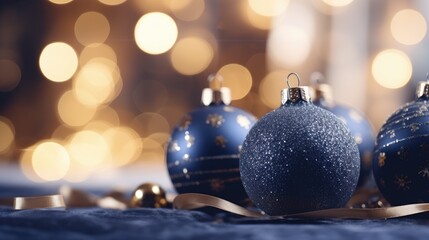 Fototapeta premium Sparkling blue Christmas balls