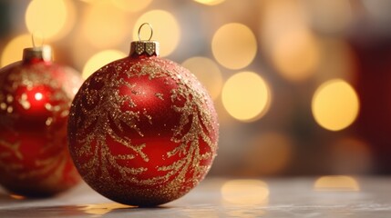 Obraz premium Red Christmas ornaments