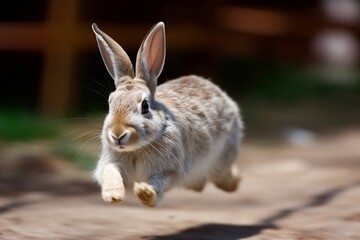 Obraz premium Running rabbit. Cute adorable rabbit.