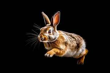 Running rabbit. Cute adorable rabbit.