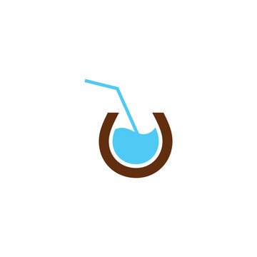 Abstract coconut drinking water juice beach logo Design, Brand Identity, flat icon, monogram, business, editable, eps, royalty free image, corporate brand, creative 