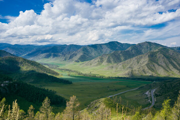View of the Chike-Taman pass in Chuysky tract. Altai Republic, Russia