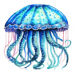 Niebieska meduza ilustracja - obrazy, fototapety, plakaty