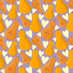 Cartoon fruit seamless pears pattern for wrapping paper and fabrics and linens and kids accessories