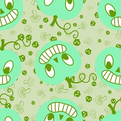 Cartoon retro vegetable harvest seamless Halloween pumpkins pattern for wrapping paper and fabrics and linens