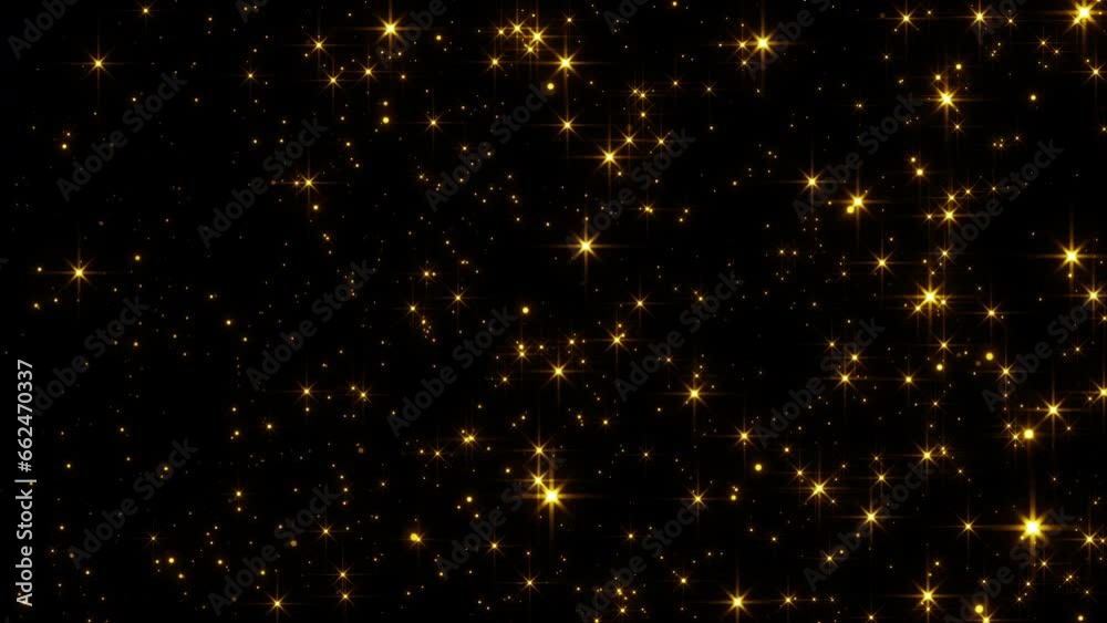 Wall mural golden sparkling glow particle animated slow flying background