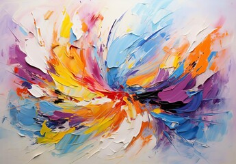 Vibrant Abstract Painting with Dynamic Brushstrokes