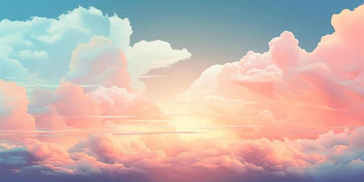 Ethereal Sky with Wispy Clouds in Pink and Peach colors