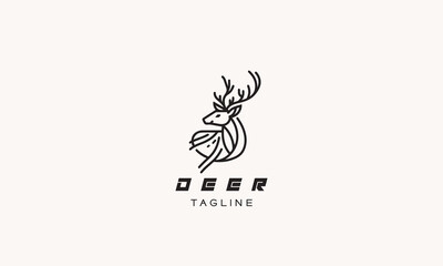 Deer vector logo icon minimalistic design