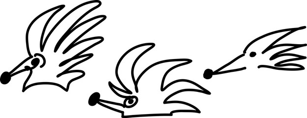 Set hedgehog doodle, pattern symbol isolated on white