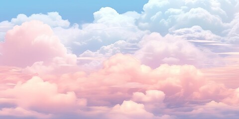 Ethereal Sky with Wispy Clouds - A Breathtaking Aerial View of Dreamy, Expansive Blue Skies and Soft Magenta, Creating a Serene and Heavenly Atmosphere