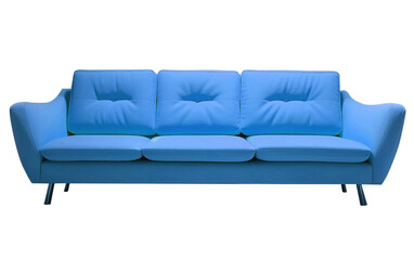 Fototapeta premium BLUE SOFA. BLUE COUCH PNG