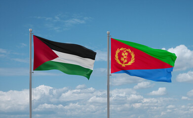 Eritrea and Palestine and Gaza Strip flags, country relationship concept
