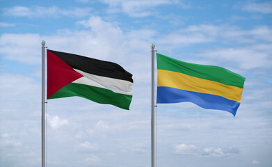 Gabon and Palestine and Gaza Strip flags, country relationship concept