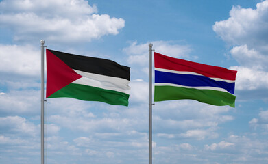 Gambia and Palestine and Gaza Strip flags, country relationship concept