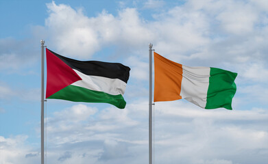 Cuba and Palestine and Gaza Strip flags, country relationship concept