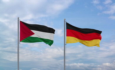 Germany and Palestine and Gaza Strip flags, country relationship concept